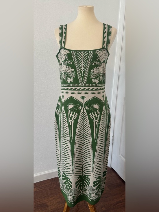 FARM Rio Dresses & Skirts - Farm Rio Macaw Jacquard Sweater Dress Fitted Square Neck Resort Vacation Large